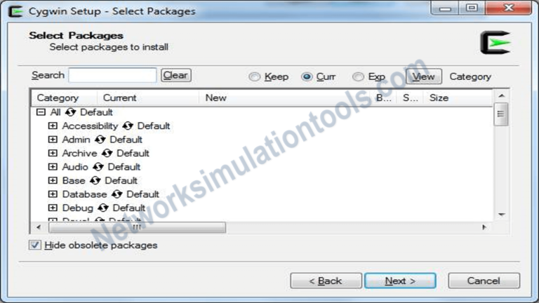 how to select packages cygwin installation