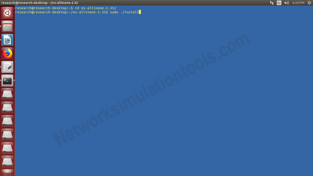 install Execute the command | Network Simulation Tools | Network ...