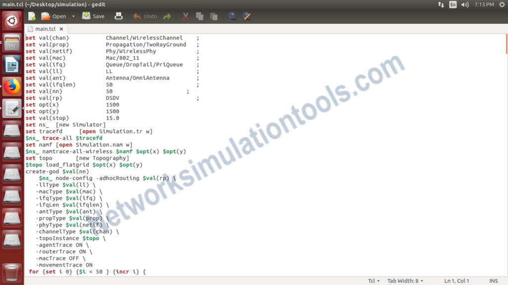 the TCL source code for main file | Network Simulation Tools | Network ...