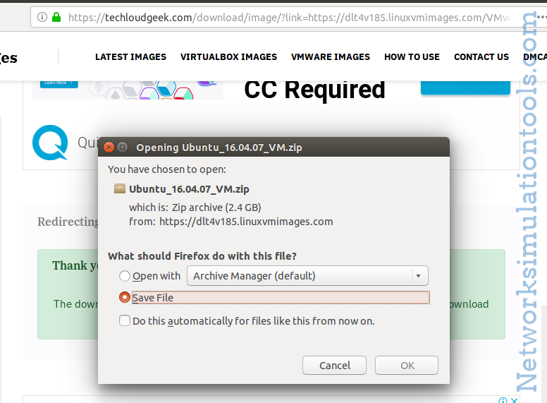 Downloading Ubuntu VM Image