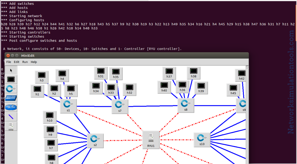 Execution of SDN Ryu Controllers Using Mininet
