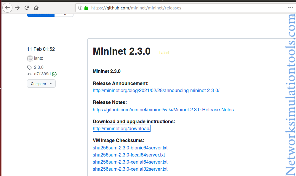 Download Mininet VM images